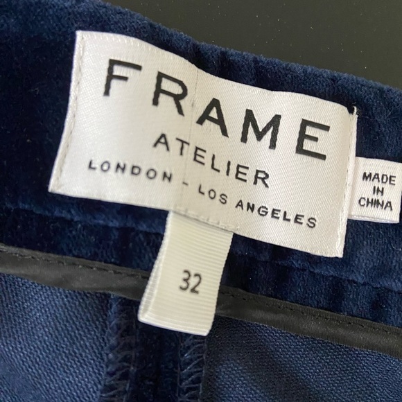 Frame Denim Velvet Le Crop Mini Boot Hi Rise Trousers Pants Dark Navy size 32 - Picture 6 of 7